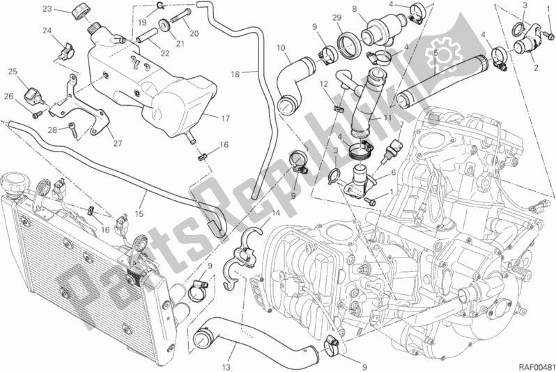 Tutte le parti per il Circuito Di Raffreddamento del Ducati Hypermotard SP 821 2013